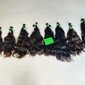 Extensiones de cabello humano de templo indio negro crudo Natural 100%, tejido a granel ondulado sin encaje, cabello Remy, estilos ondulados de cuerpo recto - Product Image 3