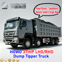 Подержанный восстановленный самосвал HOWO 371 л.с. (левый/правый руль) 8x4, дизельный, для тяжелых коммерческих перевозок, по низкой цене