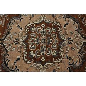 Vintage turco 5x9,5 pies alfombra de área grande clásico bohemio rectángulo Patchwork diseño marrón Beige lana viscosa látex respaldado-para habitaciones - Product Image 5