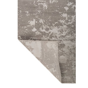 พรมขนสัตว์และไหมไผ่ถักมือสีเบจและสีน้ำตาลลายแบบนามธรรมสำหรับห้องนั่งเล่นวัยรุ่นหรือทางเดิน-Esk-431 - Product Image 5