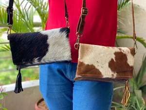 Nouveau Style occidental cheveux sur cacher fourrure cuir sacs à bandoulière haute qualité à la mode véritable fourrure de vachette cuir fronde côté sac à main - Product Image 6