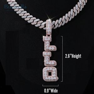 Venta caliente 925 Plata 14K chapado en oro Vertical personalizado Iced letra inicial colgante Hip Hop Bling Moissanite colgantes encantos - Product Image 4