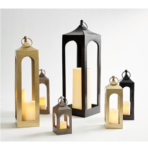 Lanternes en fonte d'aluminium de conception standard plaquées en laiton pour la maison et les lanternes de bougie de décoration d'éclairage de table de mariage - Product Image 2