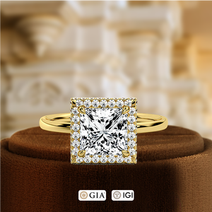 แหวนหมั้นเพชรทรงเจ้าหญิง 1 กะรัต ผลิตในห้องปฏิบัติการ ได้รับการรับรองจาก IGI แหวนแต่งงานทองคำ 14k สีเหลืองทอง สำหรับเป็นของขวัญวันครบรอบ - Product Image 2