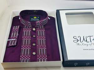 Vêtements de mode Punjabi traditionnels en laine à double boutonnage respirants grande taille pour hommes du Bangladesh - Product Image 4