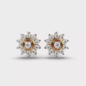 Boucles d'oreilles en diamant avec motif floral en or blanc et rose pour les occasions de fête - Product Image 1