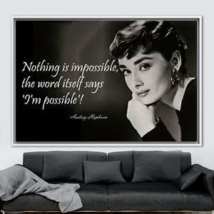 Elegant Audrey Hepburn Canvas Print - Famous Artwork - Flat Printed Design,1P:White <b>Framed</b> - Product Image 1