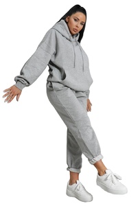 ชุดวอร์ม2ชิ้นแบบสวมศีรษะมีฮู้ดแบบโอเวอร์ไซส์ของผู้หญิงชุดวิ่งแบบพับมีกระเป๋าด้านหน้าชุดวอร์ม - Product Image 3