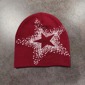 2025 mới mù<span class=keywords><strong>a</strong></span> thu và mù<span class=keywords><strong>a</strong></span> đông dệt kim Jacquard ngũ giác sao Beanie Mũ hip hop đường phố cá tính mũ lạnh - Product Image 4