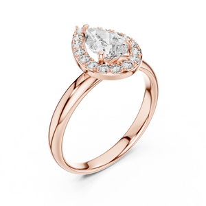 Bague de Fiançailles Minimaliste en Or Rose 18 carats Plaqué Rhodium avec Diamant de Laboratoire Taille Poire 3/4 carat Certifié IGI et Halo de Luxe pour Usage Quotidien - Product Image 1