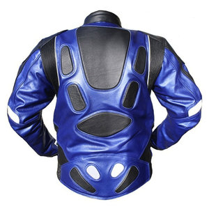 Chaqueta de moto de piel de vaca auténtica negra/roja/blanca de talla grande transpirable a prueba de viento de invierno para hombre, protecciones CE, carreras de carretera - Product Image 3