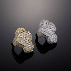 925 plata esterlina lujo personalización Hip Hop LEB Grown Cross anillo redondo y Baguette Iced Out diamante joyería diseños únicos - Product Image 2