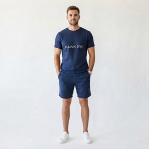 Nueva Camiseta Deportiva de Moda para Hombre, Corte Ajustado, 100% Algodón, Felpa, Cuello Redondo, Manga Corta, Color Sólido, Transpirable, Cómoda para el Verano - Product Image 1
