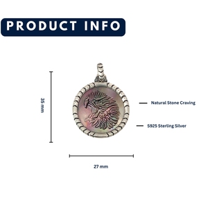 Egal Colgante Redondo de Plata de Ley 925 con Madreperla Negra para Hombre, Estilo Casual/Deportivo, Joyería Fina Unisex |   OEM - Product Image 2