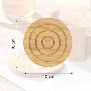 Ensemble de 6 sous-verres en bois avec support, design moderne, ronds, épaisseur 10 mm, diamètre 300 mm - Product Image 4