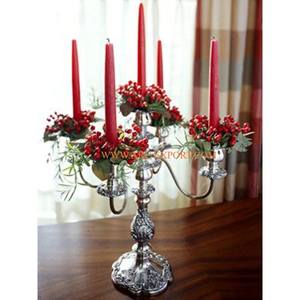Centro de mesa decorativo de mesa de aluminio y plata, 5 brazos, candelabros de mesa para bodas y eventos, centro de mesa para decoración del hogar - Product Image 1
