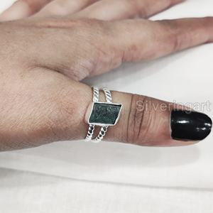 Nouvelle bague exclusive pour femme en pierre brute, apatite bleue naturelle, avec fil en argent sterling 925, idéale pour Noël - Product Image 4