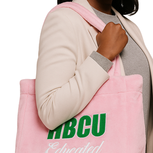 Sac fourre-tout en fourrure rose éducatif pour les universités d'enseignement supérieur afro-américaines, en peluche chenille brodée, pour sororité grecque Divine Nine, cadeau, logo personnalisé, sac à main tendance - Product Image 3
