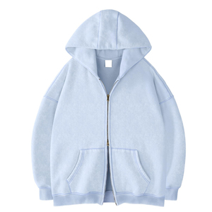 Sweat-shirts à capuche zippés pour hommes, en gros, lourds, délavés, 100% coton, sweat-shirts à capuche zippés délavés à l'acide pour hommes - Product Image 4