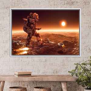 Impresión Moderna en Vidrio Templado: Elegante Arte en Lienzo de Astronauta Surrealista, Lienzo con Marco Blanco - Product Image 1