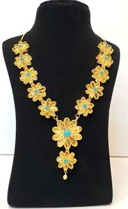 Conjunto de moda de Latón chapado en oro de 24 quilates, diseño de piedra de flores de estilo clásico para bodas, compromisos, fiestas, regalo de cobre hecho a mano - Product Image 2