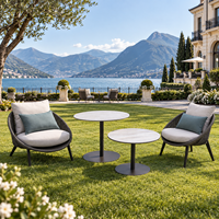 Ensemble de chaises longues d'extérieur en corde tressée pour terrasse d'hôtel, chaise de jardin en aluminium personnalisée OEM, résistante aux intempéries