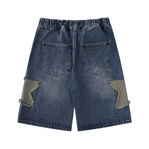 Best Price Men's 100% Cotton Mid Waist Casual Denim <b>Shorts</b> Comfortable Youthful Logo Embroidery with <b>Zipper</b> Fly Customizable - Product Image 2
