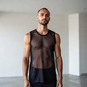 <b>Men's</b> Fishnet Singlet Sleeveless Club See-Through Fishnet Slim Fit <b>Vest</b> <b>Men</b> <b>Gym</b> Muscle Fishnet Tanks Tops Tee <b>Mens</b> - Product Image 2