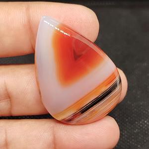 Piedra preciosa cabujón de ágata con bandas naranjas naturales de alta calidad más vendida para envolver alambre y curar chakras - Product Image 1