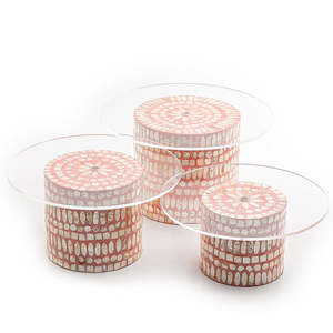 Durable Acrylic Top Mother of Pearl <b>Cake</b> <b>Stand</b> in Set of 3 Elegant for Wedding Hotel Parties Table Top Serving MOP <b>Cake</b> <b>Stand</b> - Product Image 4