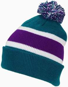 Men Beanie Promotional Acrylic Rugby Knit Striped Cuff Slouch Double-Layer Beanie <b>Hat</b> with <b>POM</b> <b>POM</b> Letter jacquard beanie - Product Image 4