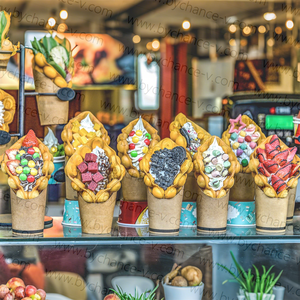 Accesorios de merchandising visual, modelos de cono de helado de gofre de burbujas artificiales <span class=keywords><strong>para</strong></span> tienda de postres, panadería, tienda, decoración de ventanas, exhibición - Product Image 5