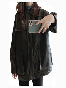 Costume de printemps à la mode, col rabattu, bouton d'affaires, OEM, personnalisé, veste en cuir pour femmes, en peau de mouton, costume pour dames, ensemble pour femmes - Product Image 6