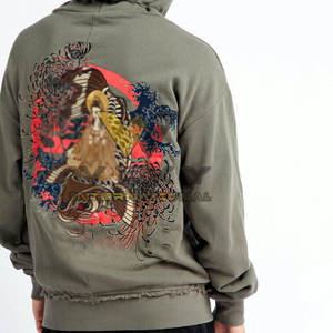 Nouveau Style hommes thermique grande taille sweats à capuche 100% coton polaire en détresse tenue décontracté en relief col à capuche hiver 2 pièces - Product Image 2