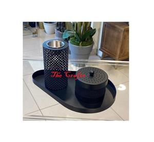 Brûleur Dukhoor de la plus grande qualité en fer noir Mabkhara avec boîte à oud et plateau pour parfum de maison - Product Image 1