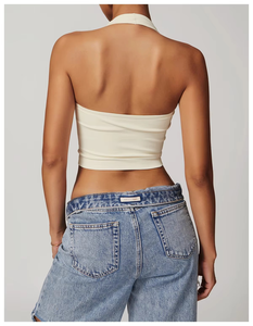 2025 nuevo Sujetador deportivo sin costuras ropa interior básica Fitness Top para mujer chaleco básico cuello colgante espalda abierta Halter Yoga sujetador - Product Image 2