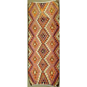 Un kilim Sanandaj vintage authentique, noué à la main, unique en son genre, 8'11 x 3'7 - Product Image 1