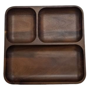 Bandeja de comida para servir de madera de nogal redonda marrón rústica de tamaño pequeño grande personalizada al por mayor con asas bandejas naturales - Product Image 2