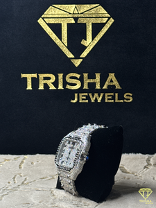 Bijoux Trisha entièrement glacé blanc argent montre pour homme laboratoire cultivé diamant montre de luxe élégant Bling Premium Hip Hop montre-bracelet - Product Image 4