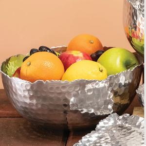 Bol de service en acier inoxydable à pointillés de conception de bordure de vague martelée de style unique personnalisé durable pour la table de dîner de dessert - Product Image 6