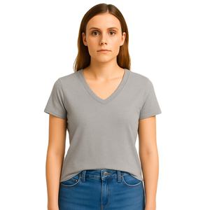 Camisetas ligeras de cuello en V para mujer, ropa informal, camiseta de manga corta, corte regular. - Product Image 1