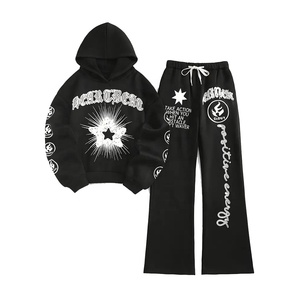 Conjunto de Sudadera con Capucha y Pantalones Deportivos Holgados Unisex, Personalizables, 100% Algodón, Felpa Gruesa, Transpirables, Ecológicos, Lisos - Product Image 1