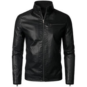 แจ็คเก็ตหนังผู้ชายดีไซน์เนอร์ ลุคใหม่ / แฟชั่นฤดูหนาว แจ็คเก็ตหนังฤดูหนาวออกแบบเองสำหรับผู้ชาย - Product Image 1