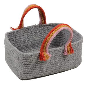 Panier de rangement pliable personnalisé avec logo, décoratif pour la maison, pour articles de toilette, en jute, coton et lin, pour lettres, articles divers et papeterie - Product Image 6
