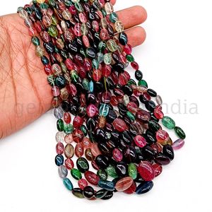 Natural Multi <b>Tourmaline</b> Smooth Oval Shape Beads 4*6MM Plain <b>Tourmaline</b> Beads for DIY Making Jewelry Wholesaler Price - Product Image 2