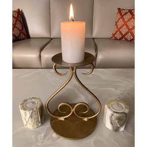 Bougeoir chauffe-plat doré pour décoration intérieure personnalisée Ensemble de 4 pièces avec couvercle en fer métallique géométrique Lanterne de table de style ins - Product Image 1