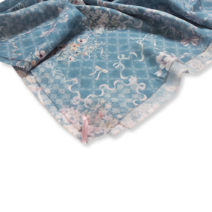 Hijab de la série Reiko à manches courtes, écharpe en coton, denim, vêtements décontractés respirants pour les musulmans pour l'impression numérique du printemps. - Product Image 6