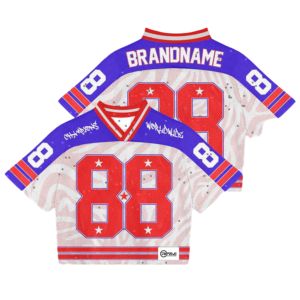 Camiseta de poliéster de gran tamaño Boxy Fit, ropa de calle estampada, camiseta de fútbol de malla para hombres y mujeres con nombre de equipo - Product Image 3