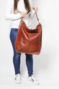 ALW Fabrication Personnalisée Sac à Bandoulière Hobo en Cuir Pleine Grain Véritable Vintage Fashionable Zipper Tote Purse Cotton Large Capacity - Product Image 5