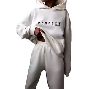 ชุดวอร์มผ้ากำมะหยี่สำหรับผู้หญิงชุดครอปมีฮู้ดชุดวอร์มผ้าคอตตอนผ้ากำมะหยี่พิมพ์หน้าจอ100% หนา - Product Image 5